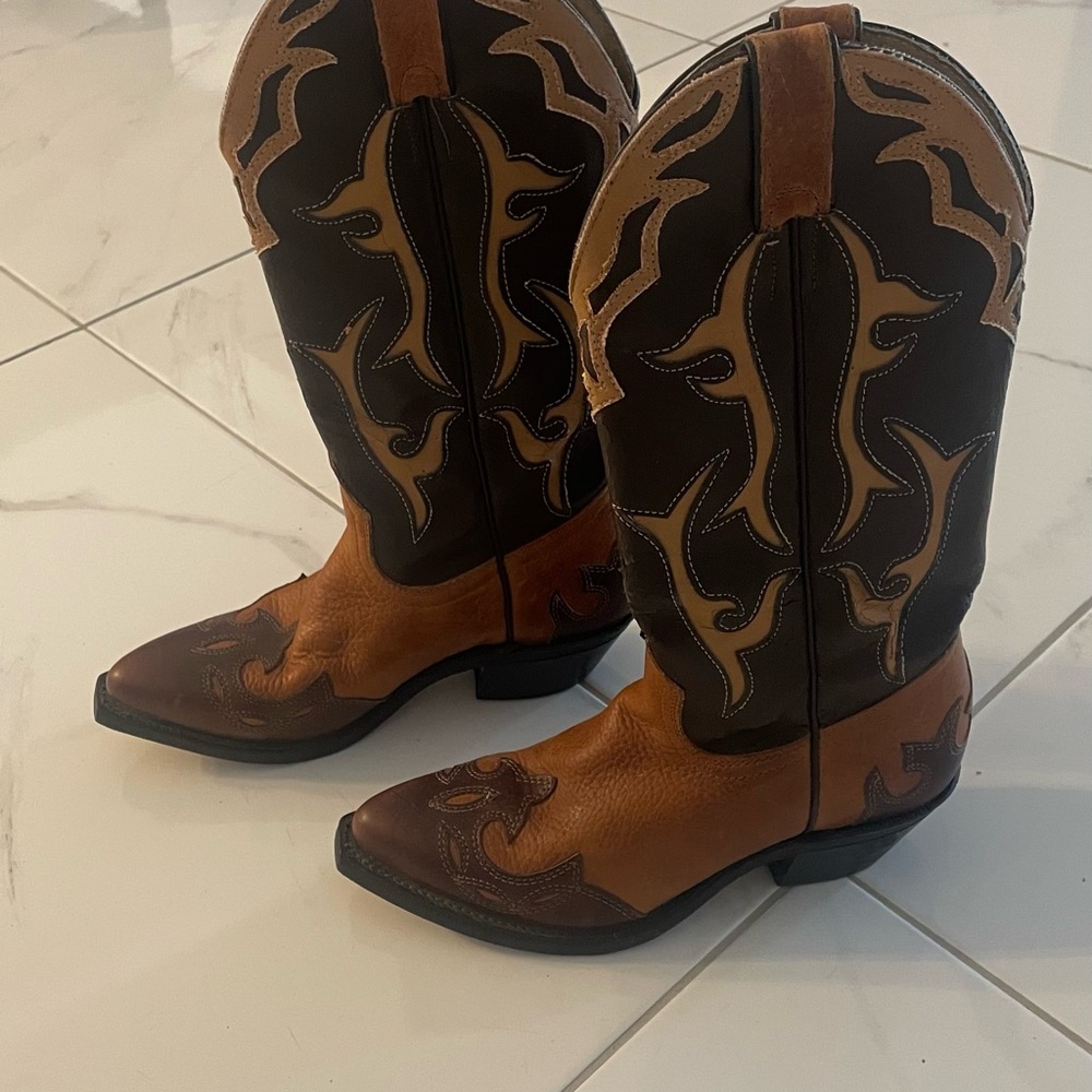 Brown and Black Western Cowboy Boots